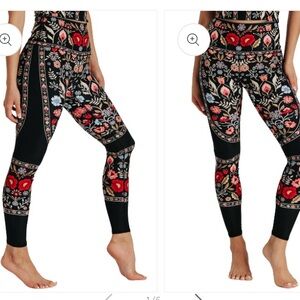 YOGA DEMOCRACY Rustica Printed Yoga Leggings Eco-Friendly Performance Tights Med